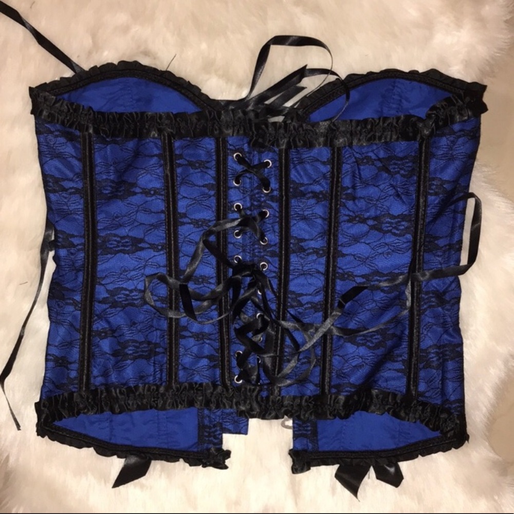 HOST PICK New!! Blue & Black Lace Up Corset - Picture 8 of 8